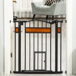 29.1''-31.5'' Extra Wide Dog Gate with Cat Door, 30"H Stair Gate with Extension, Wall Cups, Pressure Fit, Auto Close, Double Locking, for Doorways, Hallways, Stairs, Black