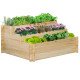 3 Tier Raised Garden Bed with 9 Grow Grids and Bed Liner for Garden, Outdoor to Vegetables, Flowers, Natural