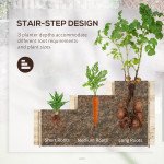 3 Tier Raised Garden Bed with 9 Grow Grids and Bed Liner for Garden, Outdoor to Vegetables, Flowers, Natural