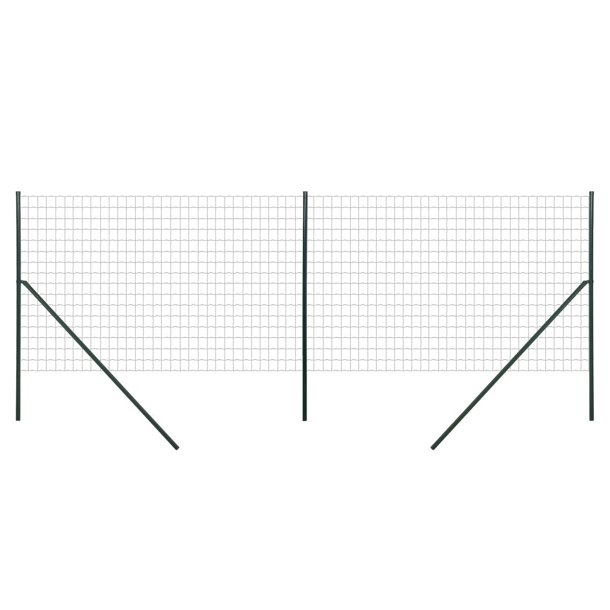 Garden Fence Barrier, Welded Fence Roll, Includes Posts & Support Braces, Green Plastic-Coated Steel