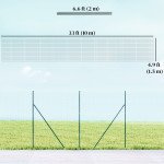 Garden Fence Barrier, Welded Fence Roll, Includes Posts & Support Braces, Green Plastic-Coated Steel