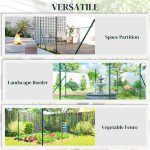 Garden Fence Barrier, Welded Fence Roll, Includes Posts & Support Braces, Green Plastic-Coated Steel
