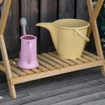 Garden Potting Bench Table, Wooden Work Station, Outdoor Planting Workbench w/ Galvanized Metal Tabletop and Storage Shelf