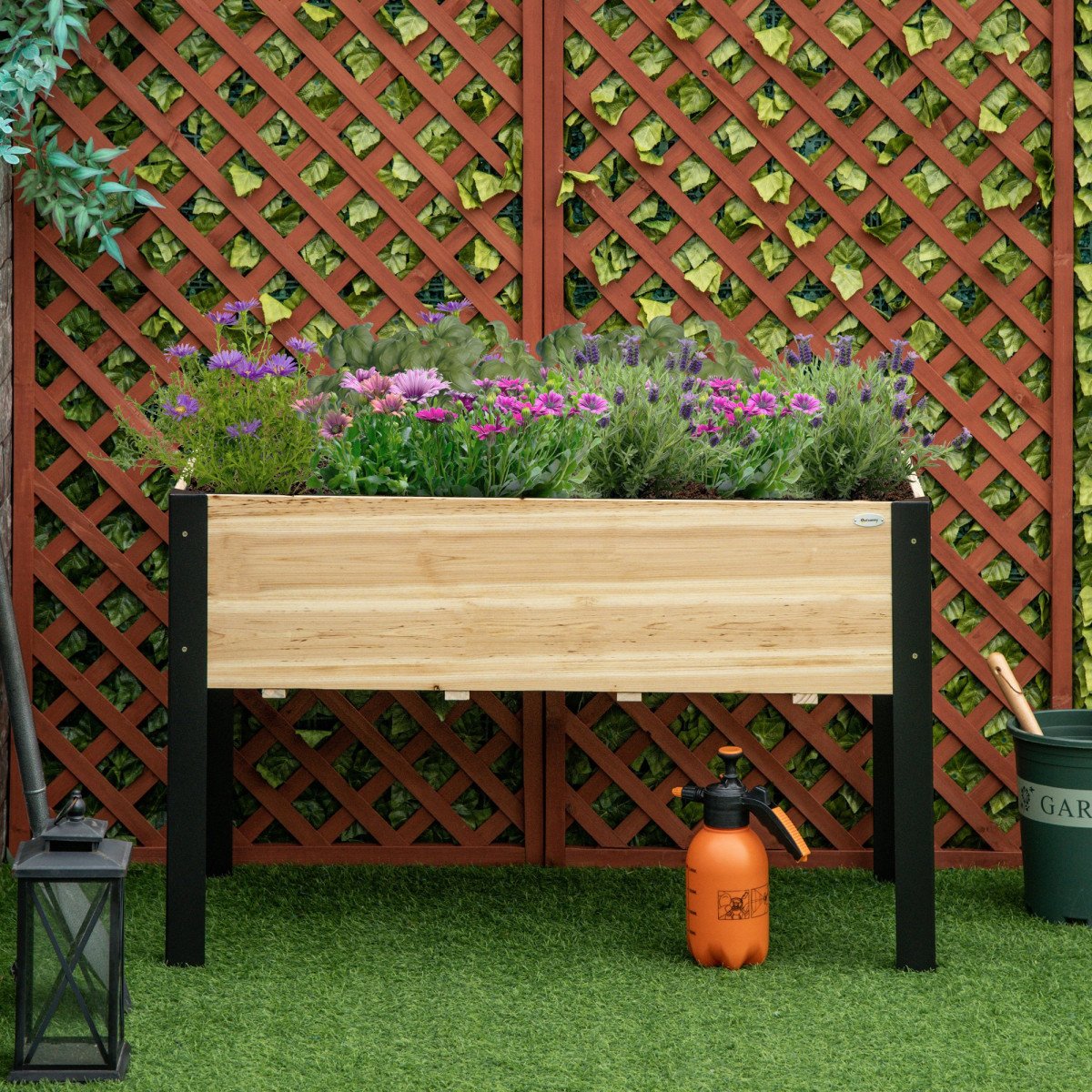Raised Garden Bed, Elevated Planter Box, 47"x24"x29" with Legs, Metal Frame, Wooden Planter Pot for Backyard, Patio to Grow Vegetables, Herbs, and Flowers, Natural