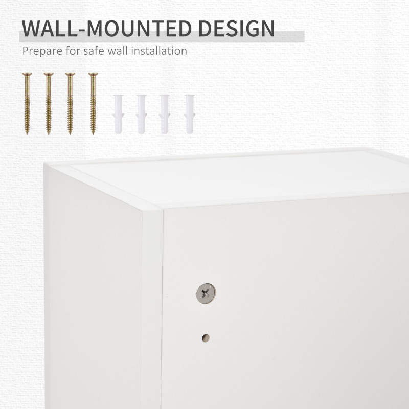 Wall Mount Medicine Cabinet, 5-tier Lockable Bathroom Cabinet with 2 Keys and Adjustable Shelves, White