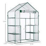 56" x 29" x 77" Walk-in Greenhouse, Mini Greenhouse with 4 Shelves, Roll-Up Door and Weatherized Cover, Clear