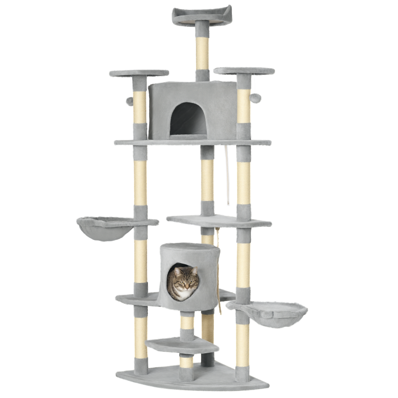 79" Scratching Kitten Tree Condo Kitten Scratch Activity Center Toys Light Grey