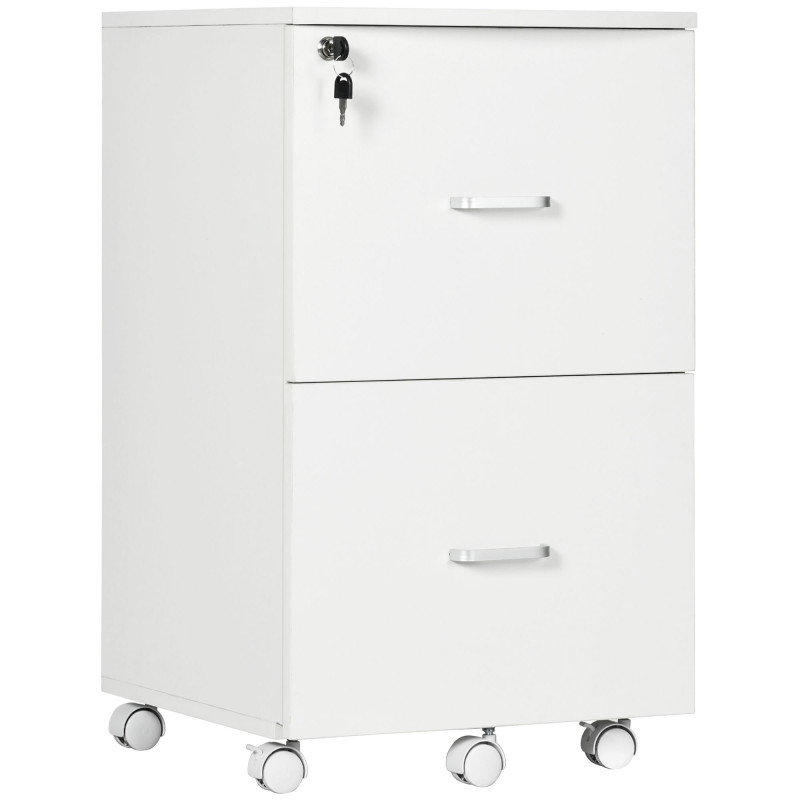 2 Drawer File Cabinet with Lock, Small Rolling Filing Cabinet for A4, Letter-Size Documents, Printer Stand for Home Office, 17