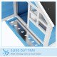49" Wooden Rabbit Hutch With Slant Roof and Run, Light Blue