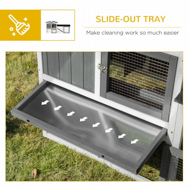 69"L Wooden Rabbit Hutch Pet Playpen Bunny House Enclosure with Run Box, Slide-out Tray, Ramp, White