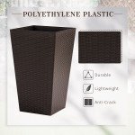 Set of 3 Tall Plant Stand, Outdoor & Indoor Flower Pot Set for Front Door, Entryway, Patio and Deck, Brown