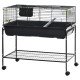 Small Animal Cage Deluxe Pet Habitat Rolling Rabbit Hutch for Bunny Guinea Pig Pet Mink Chinchilla