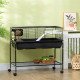 Small Animal Cage Deluxe Pet Habitat Rolling Rabbit Hutch for Bunny Guinea Pig Pet Mink Chinchilla