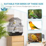25" Bird Cage with Perch, Swing, Food Container, Slide-out Tray, Handle, Parrot Cage for Finches, Canaries, Budgies