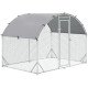 Galvanized Large Metal Chicken Coop Cage Walk-in Enclosure Poultry Hen Run House Playpen Rabbit Hutch with Cover for Outdoor Backyard 9.2' x 6.2' x 6.5' Silver