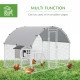 Galvanized Large Metal Chicken Coop Cage Walk-in Enclosure Poultry Hen Run House Playpen Rabbit Hutch with Cover for Outdoor Backyard 9.2' x 6.2' x 6.5' Silver