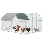 Galvanized Large Metal Chicken Coop Cage Walk-in Enclosure Poultry Hen Run House Playpen Rabbit Hutch with Cover for Outdoor Backyard 9.2' x 12.5' x 6.5' Silver