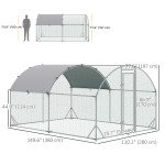 Galvanized Large Metal Chicken Coop Cage Walk-in Enclosure Poultry Hen Run House Playpen Rabbit Hutch with Cover for Outdoor Backyard 9.2' x 12.5' x 6.5' Silver