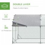 Galvanized Large Metal Chicken Coop Cage Walk-in Enclosure Poultry Hen Run House Playpen Rabbit Hutch with Cover for Outdoor Backyard 9.2' x 12.5' x 6.5' Silver