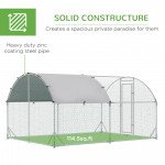 Galvanized Large Metal Chicken Coop Cage Walk-in Enclosure Poultry Hen Run House Playpen Rabbit Hutch with Cover for Outdoor Backyard 9.2' x 12.5' x 6.5' Silver