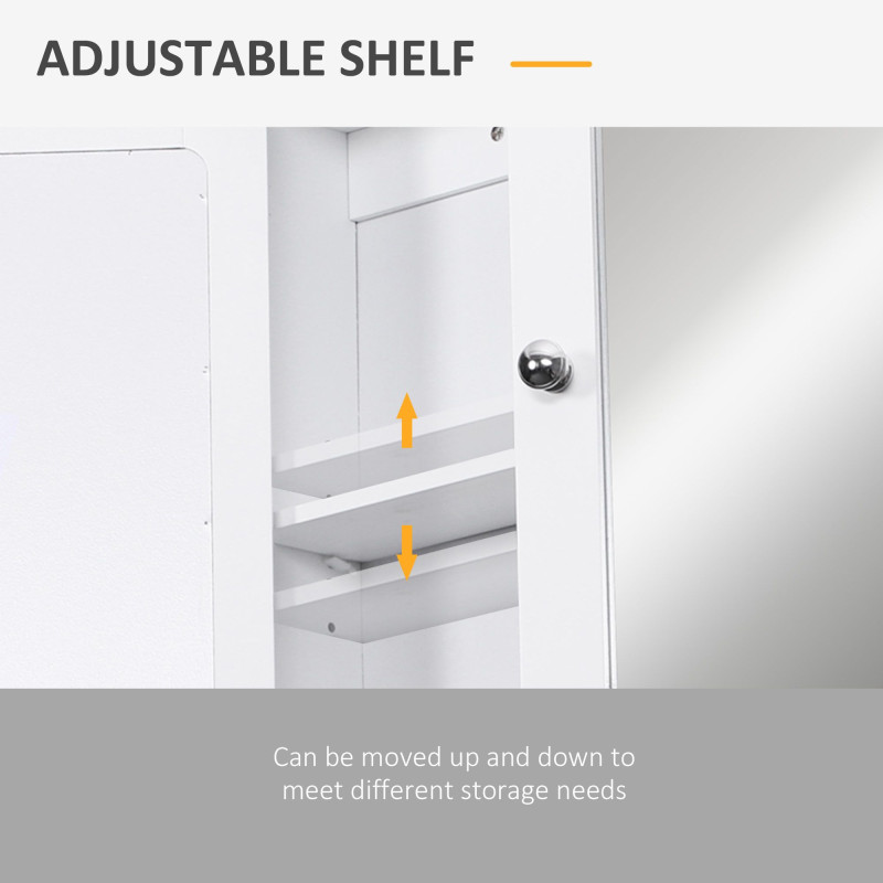 Medicine Cabinet, Wall-Mounted Bathroom Mirror Cabinet with Double Doors, Open Shelf, and Adjustable Shelf, Modern Bathroom Wall Cabinet, White