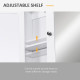 Medicine Cabinet, Wall-Mounted Bathroom Mirror Cabinet with Double Doors, Open Shelf, and Adjustable Shelf, Modern Bathroom Wall Cabinet, White