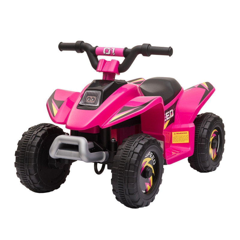Kids Ride-On ATV, 6V Battery Powered Quad Car with Forward/Reverse Switch, for Boys & Girls 18–36 Months, Pink