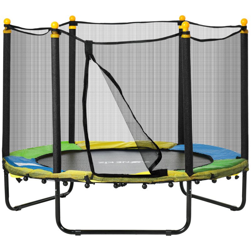 Qaba 4.6FT Trampoline for Kids with Enclosure Net for Ages 3-6, Indoor Outdoor Use, Black