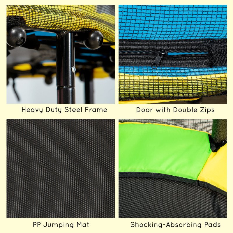 Qaba 4.6FT Trampoline for Kids with Enclosure Net for Ages 3-6, Indoor Outdoor Use, Black