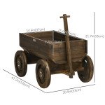 Wooden Raised Garden Bed, Flower Cart w/ Wheels, Planters for Outdoor Plants, Backyard, Patio, Deck, Garden Decor