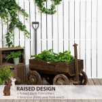 Wooden Raised Garden Bed, Flower Cart w/ Wheels, Planters for Outdoor Plants, Backyard, Patio, Deck, Garden Decor