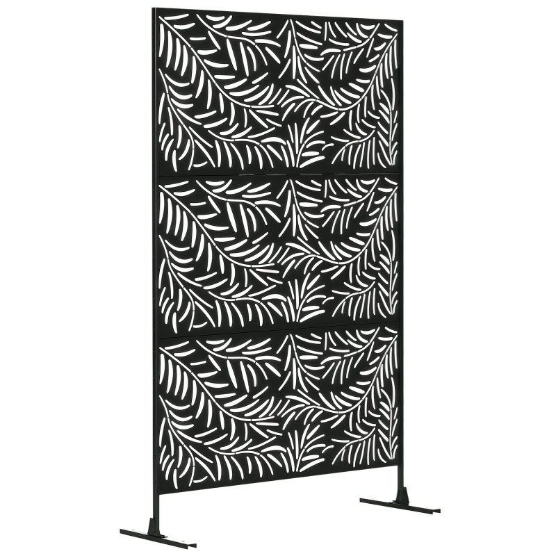 Metal Outdoor Privacy Screen, Decorative Outdoor Divider with Stand and Expansion Screws, Freestanding Privacy Panel for Garden Deck Pool Hot Tub, Willow Branch Style