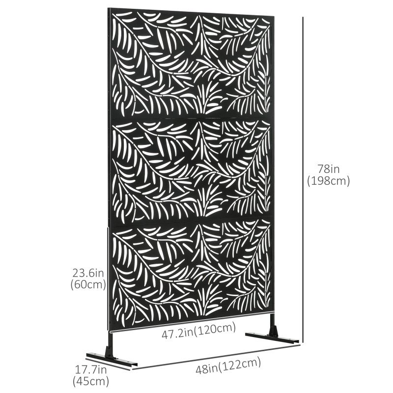 Metal Outdoor Privacy Screen, Decorative Outdoor Divider with Stand and Expansion Screws, Freestanding Privacy Panel for Garden Deck Pool Hot Tub, Willow Branch Style