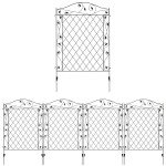 Outdoor Metal Garden Fence Panels, Border Edging for Yard, Patio, 4 Pack, Wavey Vines
