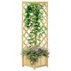 Raised Garden Bed Wood Planter with Trellis for Vine Climbing, 16" x 16" x 57", Natural