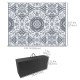 Portable Outdoor Rug with Carry Bag, 9' x 12' Reversible Mat, Waterproof Plastic Straw RV Rug for Backyard, Deck, Picnic, Beach, Camping, Gray & White Flower
