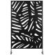 Freestanding Outdoor Privacy Screen, Decorative Metal Outdoor Divider with Stand for Garden, Backyard, Deck, Black
