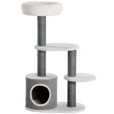 39" Cat Tree Tower, Multi-level Cat Activity Centre with Scratching Posts, Condo, Top Perch, Platforms, White
