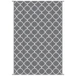 Waterproof Outdoor Rug, 6' x 9' RV Rug Reversible Mat for Backyard, Deck, Picnic, Beach, Camping, Grey & White Net