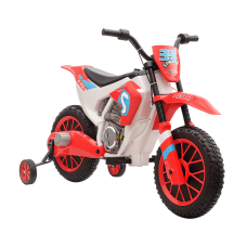 Kids Dirt Bike Battery-Powered Ride-On Electric Motorcycle with Charging 12V Battery, Training Wheels, Red