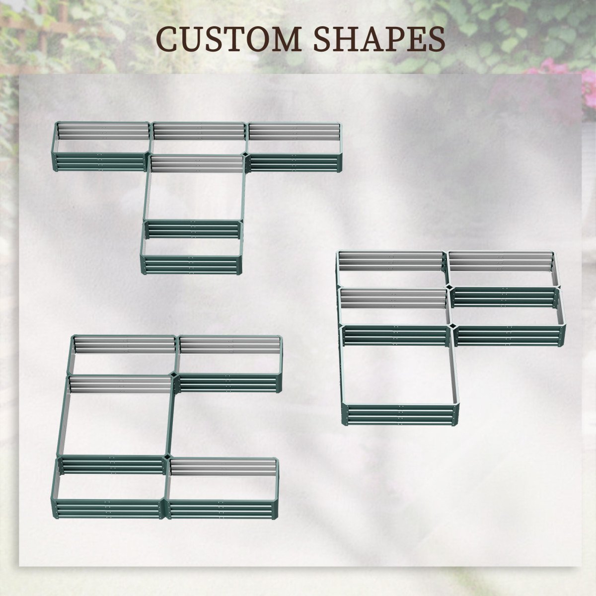 Steel Raised Garden Bed, Set of 5 Large Box Planters for Outdoor Plants Vegetables Flowers Herbs, 8x8x1ft, Green