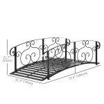 6FT Steel Garden Bridge with Safety Siderails, Decorative Arc Landscaping Bridge for Backyard Creek Stream Pond, Black