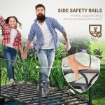 6FT Steel Garden Bridge with Safety Siderails, Decorative Arc Landscaping Bridge for Backyard Creek Stream Pond, Black