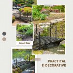 6FT Steel Garden Bridge with Safety Siderails, Decorative Arc Landscaping Bridge for Backyard Creek Stream Pond, Black