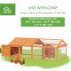 95"L Chicken Run Large Chicken Coop with Nesting Box Wooden Roof Side Door for Outdoor 4–8 Chickens