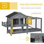 65" Wooden Rabbit Hutch, Pet Playpen with Openable Roof, Storage Box, for Rabbits and Small Animals, Dark Grey