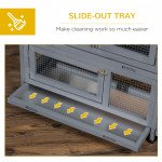 65" Wooden Rabbit Hutch, Pet Playpen with Openable Roof, Storage Box, for Rabbits and Small Animals, Dark Grey