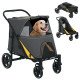 Foldable Pet Stroller with Universal Front Wheels, Shock Absorber, Dog Cat Carriage for Large & Medium Dogs, Dark Grey