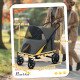 Foldable Pet Stroller with Universal Front Wheels, Shock Absorber, Dog Cat Carriage for Large & Medium Dogs, Dark Grey