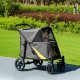 Foldable Pet Stroller with Universal Front Wheels, Shock Absorber, Dog Cat Carriage for Large & Medium Dogs, Dark Grey